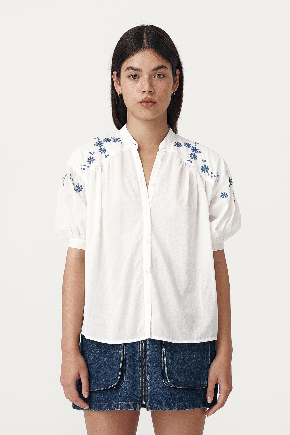 Rowie the label Cora Blouse studio image untucked