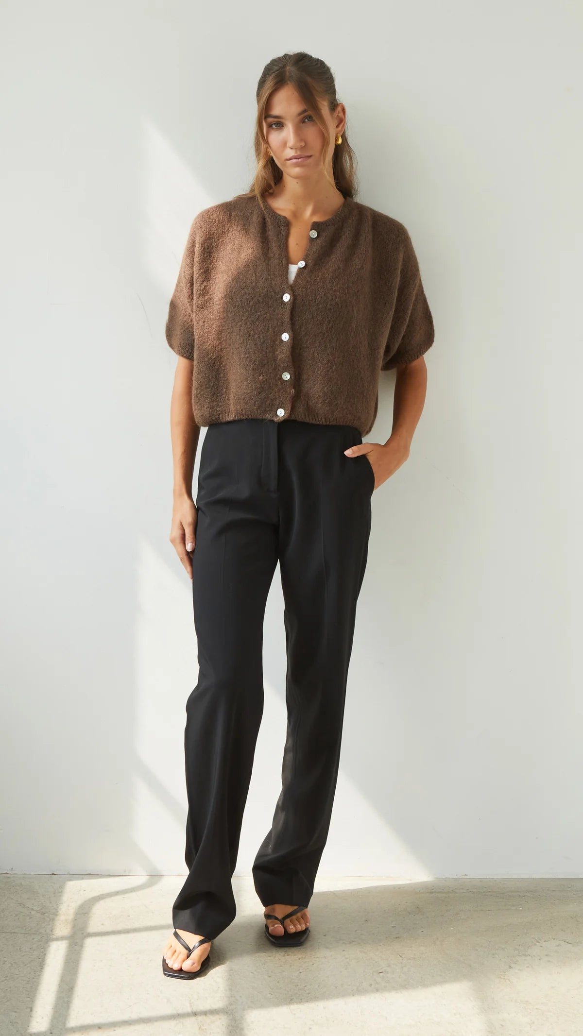 Charli Emme Cardigan in espresso full length