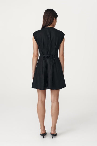 Rowie the label Mira dress in noir studio back shot