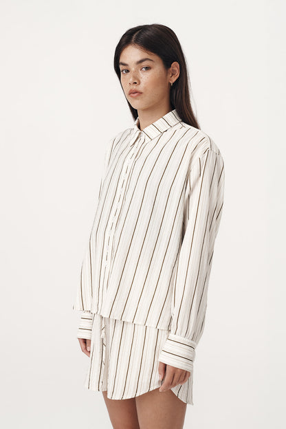 Rowie the label Nola long sleeve shirt cactus stripe studio shot side on