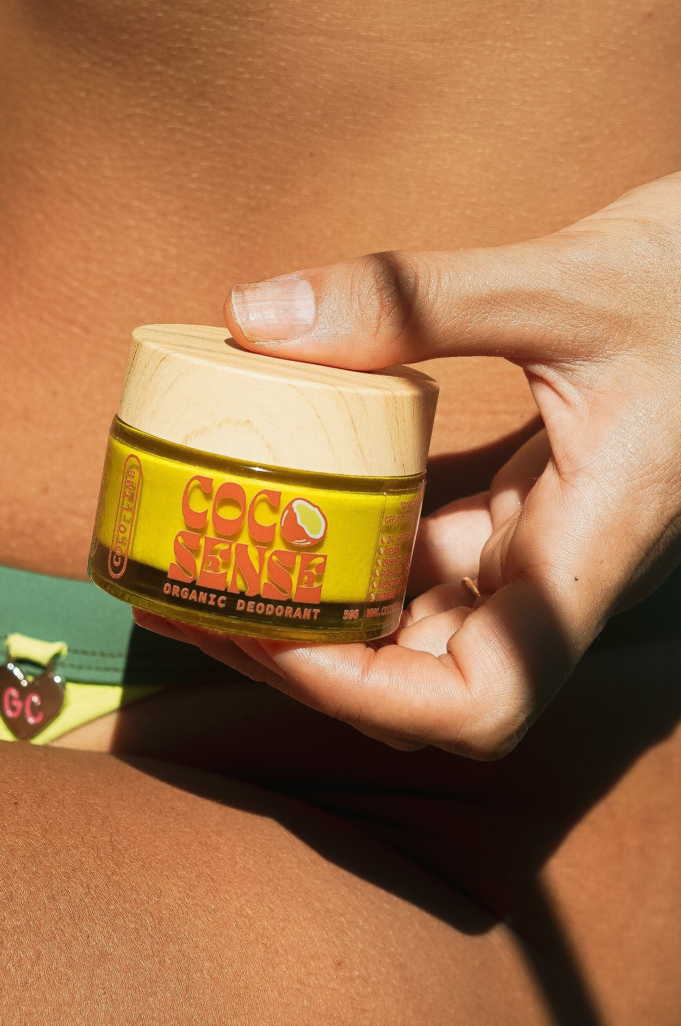 Coco Sense organic deodorant cream in hand