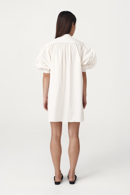 Rowie the label piper organic mini dress in creme studio back shot