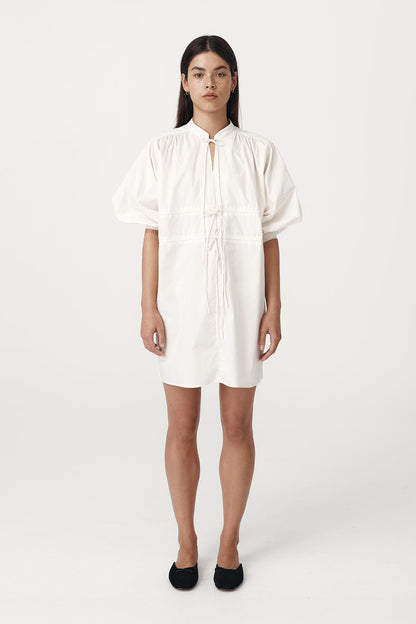Rowie the label piper organic mini dress in creme studio shot 5