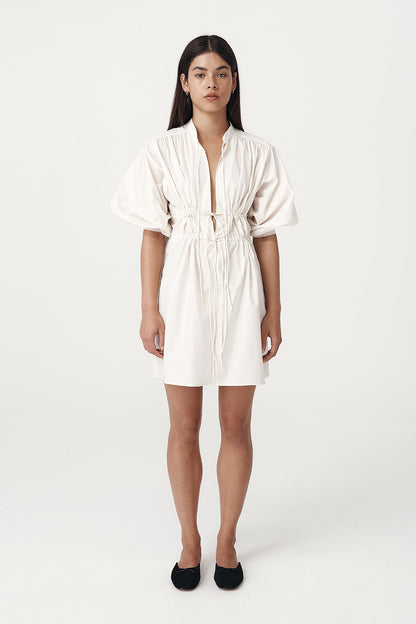 Rowie the label piper organic mini dress in creme studio shot 6