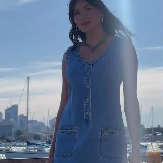 Ceres Life Sunny Denim Tank Dress in Vintage Blue campaign video