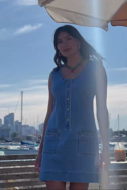 Ceres Life Sunny Denim Tank Dress in Vintage Blue campaign video