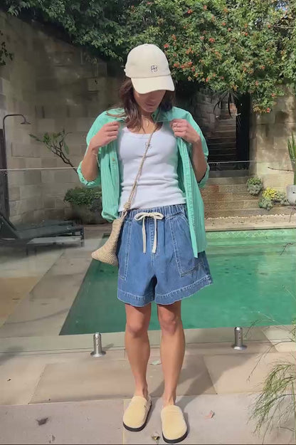 Ceres Life Peta Oversized Shirt in Zesty Green Triple Stripe video
