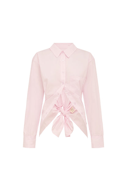 Rowie the label Ramona tie back shirt in powder pink flat lay 