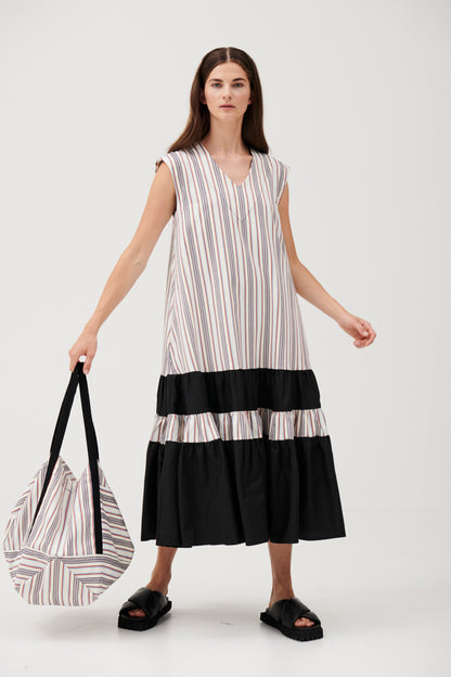 Cuspi stripe tote bag with model shot 2