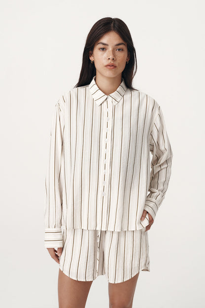 Rowie the label Tia shorts in cactus stripe studio shot 2