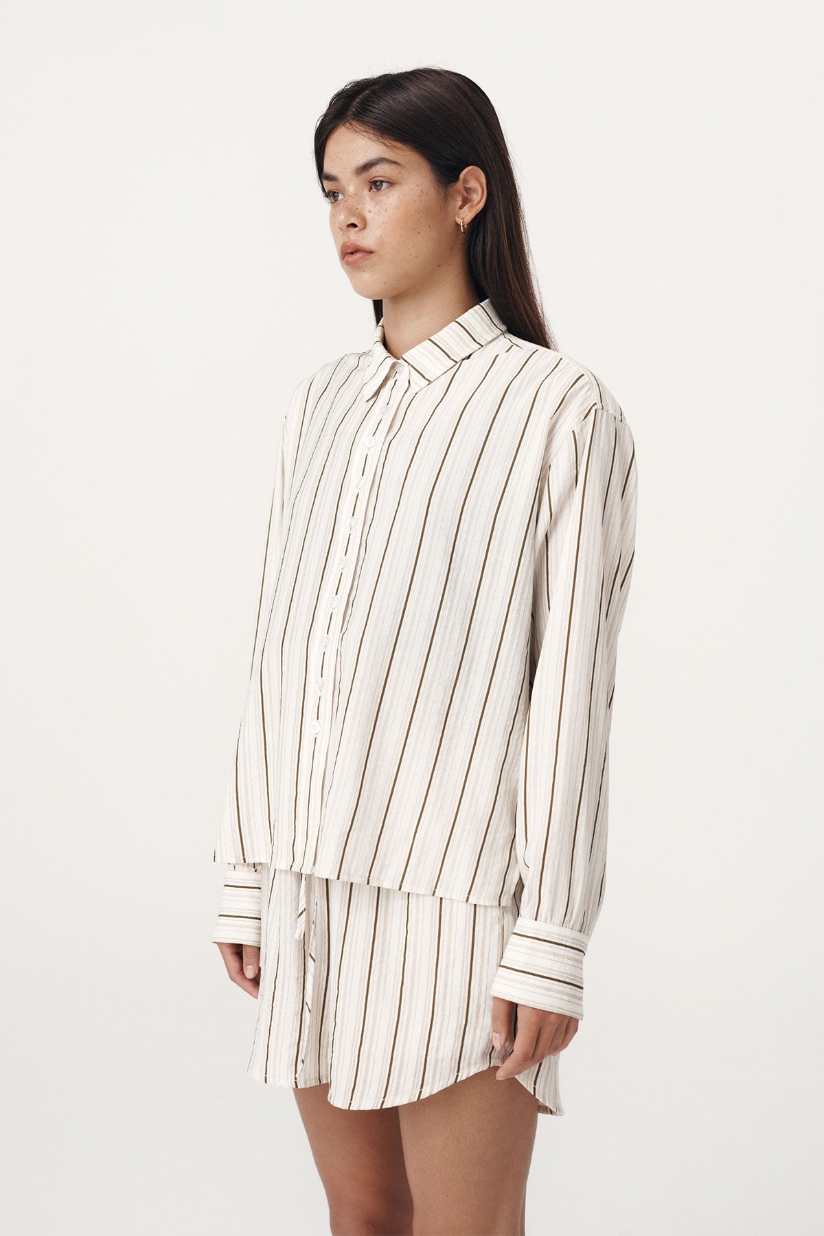 Rowie the label Tia shorts in cactus stripe studio shot side on