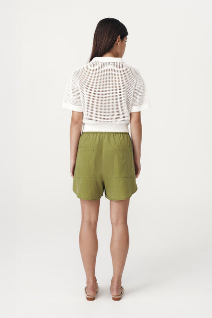 Rowie the label Tia shorts in palm green studio back shot 2