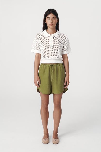 Rowie the label Tia shorts in palm green studio shot 1